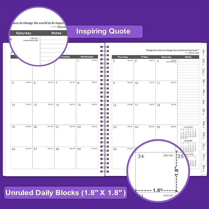 2026-2029 Monthly Planner/Calendar - JUL 2026 - JUN 2029, 3 Year Months Planner 2026-2029, 9'' x 11'', 2-Side Pocket, 36 Monthly Tabs, Purple