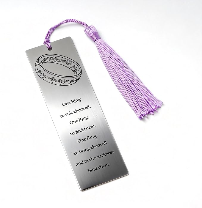 Lord of Rings Themed Metal Bookmark with Tassel for Men & Women,Stainless Steel Book Marker Gift for Fantasy Book Lovers-The One Ring