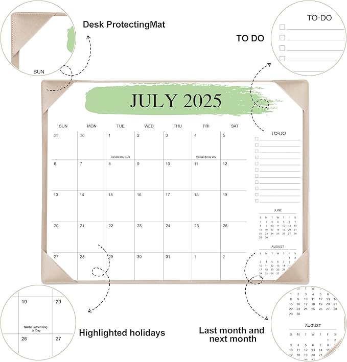 Desk Calendar 2026-2027 with Desktop Mat – 18-Month Desktop Calendar from Jan 2026–Jun 2027, for Office, School & Home Use – Large Teacher Desk Calendar 22x17 (Apricot)