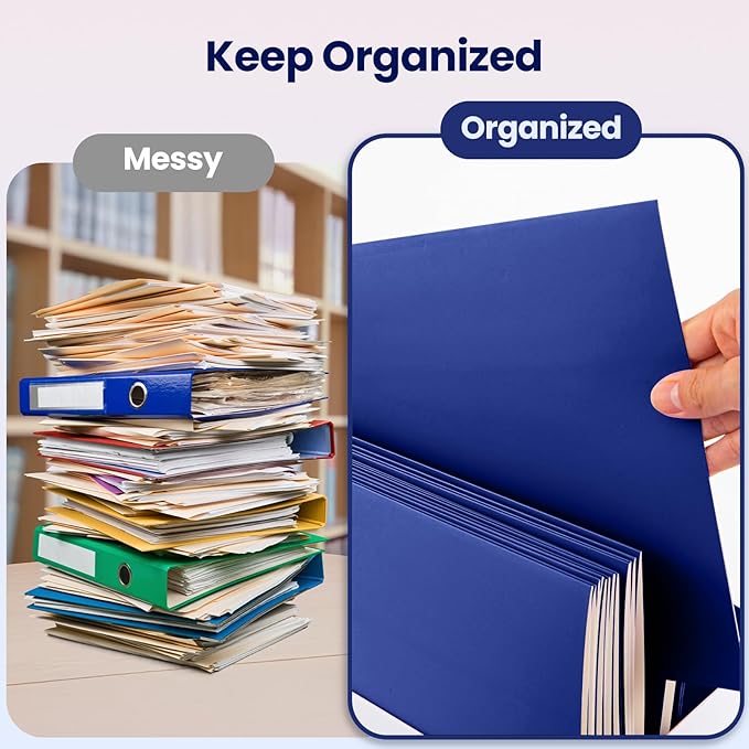 BIBRADAA® 100 Packs Blue Folders,Paper Folder Surface with Waterproofing,Letter Size,Holds 100 Plus Sheets,for School,Office,Business. (100, Blue)