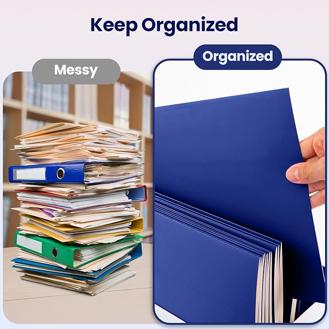 BIBRADAA® 100 Packs Blue Folders,Paper Folder Surface with Waterproofing,Letter Size,Holds 100 Plus Sheets,for School,Office,Business. (100, Blue)