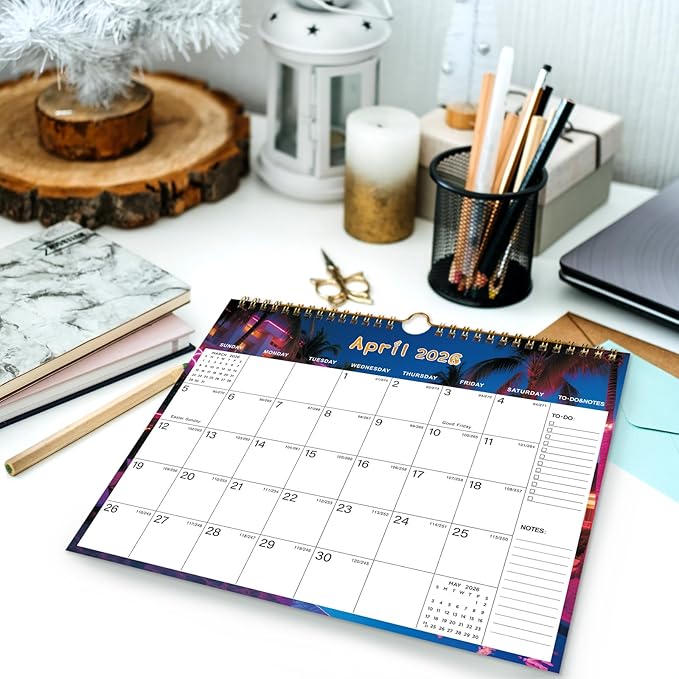 2026-2027 Wall Calendar - Includes January 2026 to June 2027, 18-Month Paper Wall Calendar 11 x 8.5 Inches.Thick Paper with Julian Dates and Block for New Year and Christmas Holidays To-dos ＆ Notes (E)