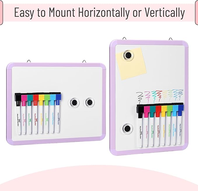 Mr. Pen- Small Dry Erase Board, 12.5x9.5 Inches, Whiteboard with 8 Fine Point Dry Erase Markers and 2 Board Magnets, Magnetic Small White Board for Students, Home, Office and Classroom