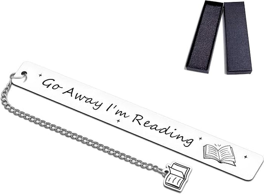 Funny Gifts for Women Men, Go Away I'm Reading Bookmark for Book Lovers, Sarcastic Gifts for Friend Reader, Bookworm Birthday Christmas Gifts for Her Him, Book Accessories
