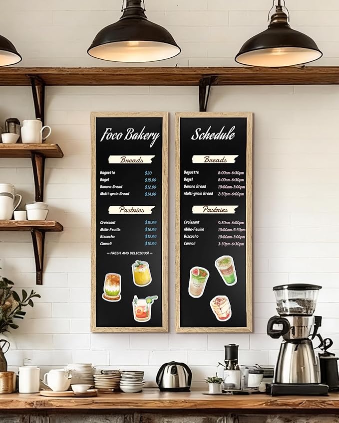 Magnetic Chalkboard for Wall, Long Chalk Board, Wall Hanging Menu for Restaurant, Food Truck, Kitchen, Chalk Board for Kitchen, Bar & Home Decor 11.8" x 35.4"