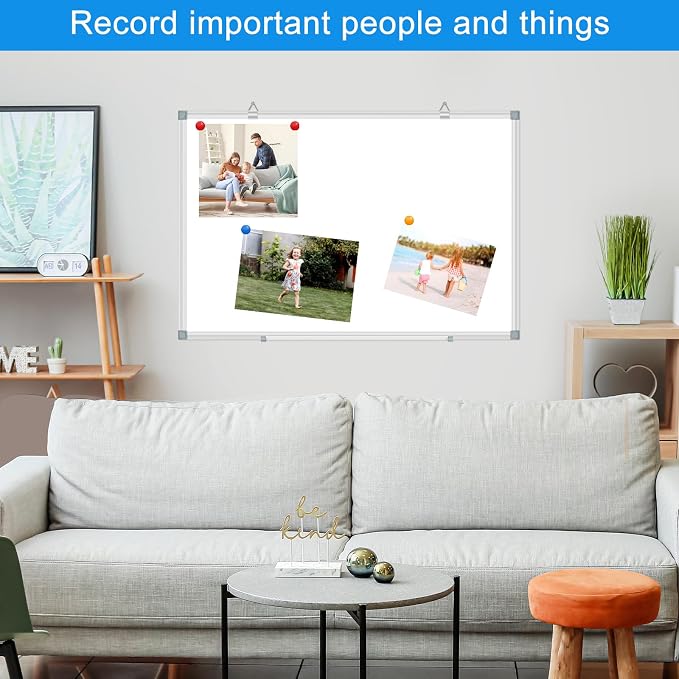 White Board Dry Erase Whiteboard for Wall 48" x 36" Aluminum Presentation Magnetic Whiteboards with Long Pen Tray, 12 Magnets, 3 Markers & 1 Eraser