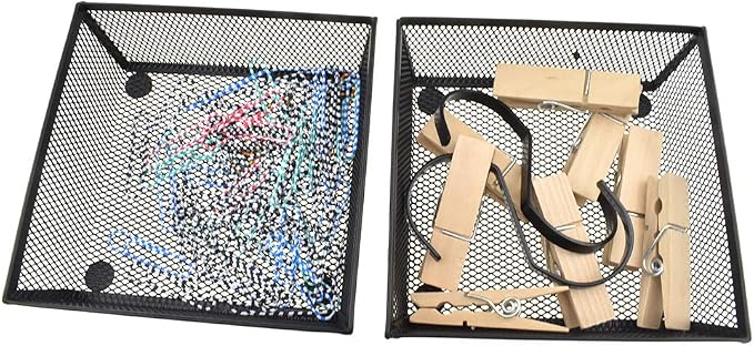 HAHIYO Stackable Mesh Tray Cup 6 x 6 x 2 inches Sturdy Container for Desk Drawer Organizer Collection for Home Office School kitchen Soft Foam Feet No Sharp Edges 2 Pack Black