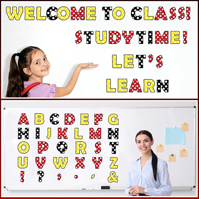 150 PCS Large 6" Bulletin Board Letters Set, Cartoon Mouse Color Classroom Alphabet Cutout Letter for Bulletin Board Display Home School, A Great Helper to Inspire Students' Learning Interest