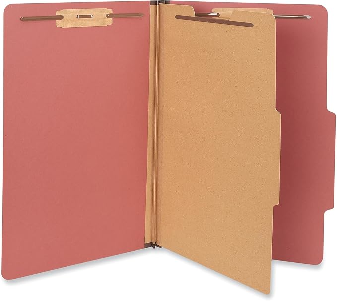 Universal 10260 Pressboard Classification Folder, Legal, Four-Section, Red, 10/Box