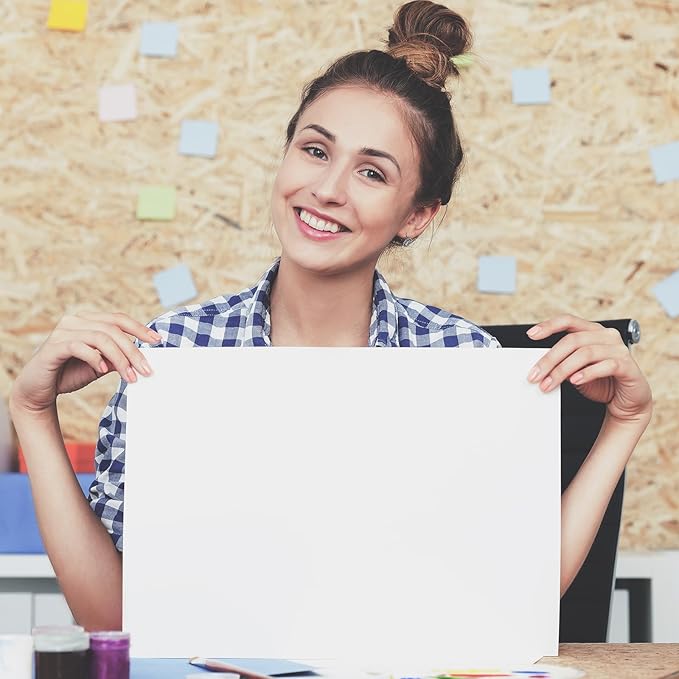 White Poster Boards 50 Sheets, 11"x14", Heavyweight 300GSM Poster Paper Bulk for Art Display Board, Classroom Use, School Craft Project, Presentation Drawing