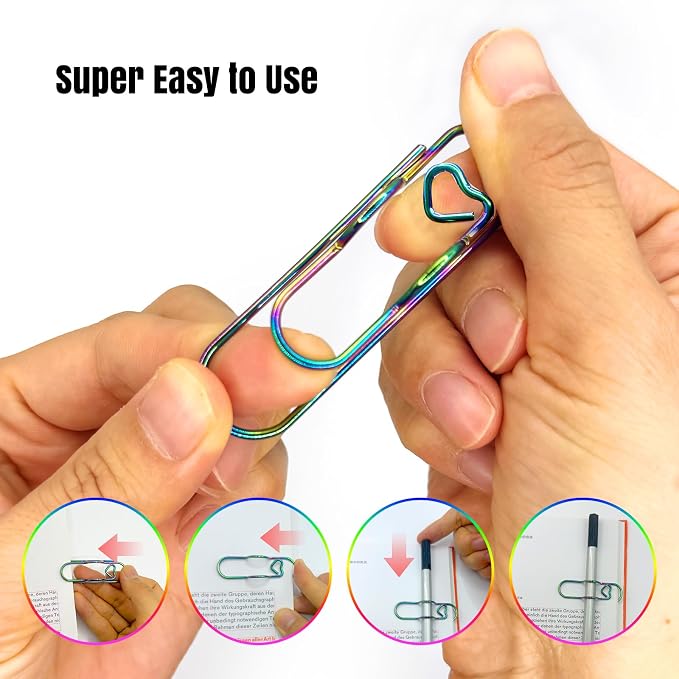 Oversized Paper Clip with Pen Holder, 10 Pack Metal Jumbo Paperclip Pen Clip Desk Organizer, Paperclip & Pen Loop 2 in 1 for Office Home School Decoration and Stationery Storage
