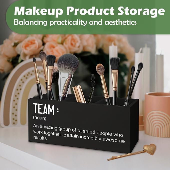 Office Gifts Decor Organizer Team Appreciation Wooden Pen Pencil Holder for Employees Coworkers, Teamwork Gifts, Office Desk Decorations Accessories for Work Women Men Home Desk