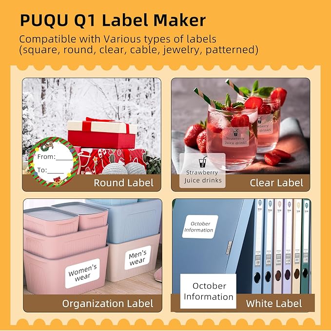 PUQU 30x20mm Direct Thermal Sticker Labels, Self-Adhesive All-Purpose Label Maker Tape, Compatible with AQ/Q1 Series Label Printer, Refills Standard Laminated Office Labeling, 3 Rolls of 960 Labels