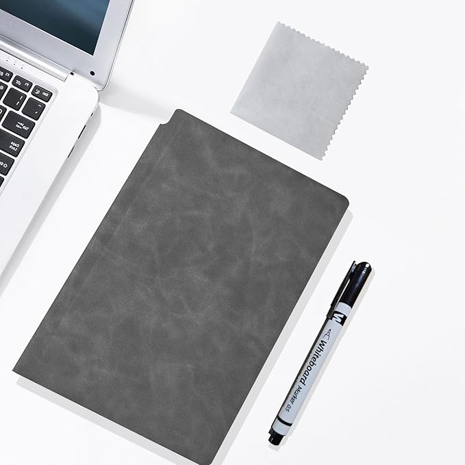 Portable Dry Erase Board,Portable White Board,Small Dry Erase Board,Foldable,Erasable,Repeatable,9.5 * 6.6 inches,for Office,Home,School,Study,Meeting(Black)