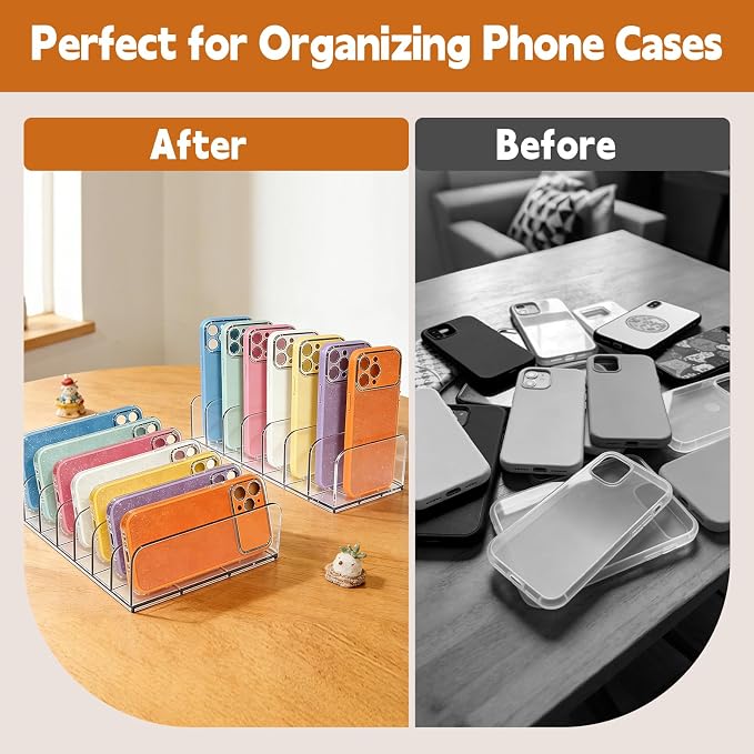 2 Pack Phone Case Organizer, Phone Case Storage Holder with 14 Slots, Organizer Dock for Phone Case, Eyeshadow, DVD/CD, Device Organizer, Use on Desktops, in Drawers and Cabinets