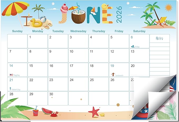 Guasslee Desk Calendar 2026-2027, 19-Month School Year Calendar, 2026 Jun. - 2027 Dec, 17"x11.5" Large Monthly Desk Planner with Corner Protectors, Ample Blocks ＆ Notes for Home Office