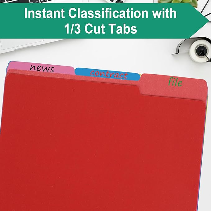 pmybupo 18 Packs Red File Folders-Colored File Folders Letter Size,1/3 Cut Tab File Folders for Documents,Folder for Filing Cabinet,Office Supplies Folders