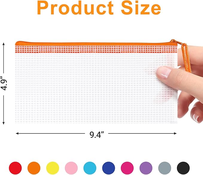 9.4x4.9 Inches Mesh Zipper Pouch with Sticker, 60 Pack Puzzle Storage Bags, Organization Baggies for Travel, Office Appliances, Classroom Supplies and Home Classification
