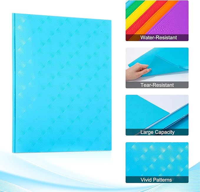 ViVin Plastic Folders with Pockets and Prongs,6 Pack,Heavy Duty 2-Pocket File Folder with 3 Fasteners,Fits Letter Size Paper,for School Home and Office(Assorted Color)