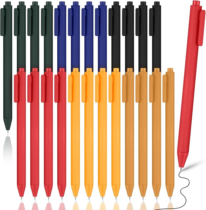 Cholemy 24 Pack Retractable Pens Bulk Pastel Gel Ink Pens 0.5mm Fine Point Tip Black Ink with Grip Smooth Writing for Journaling Note Taking School Supplies(Vintage Color)