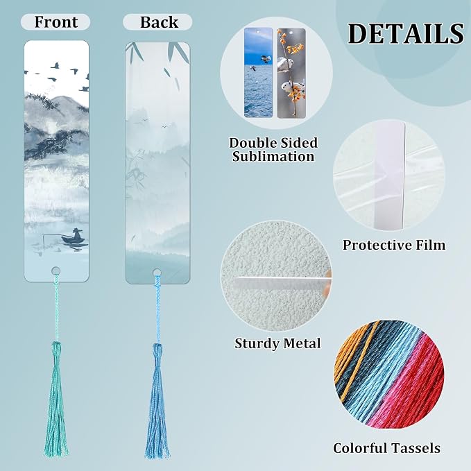 120 Pcs Metal Sublimation Bookmarks Double Sided, 6"x1.5" Sublimation Bookmark Blank Bulk Aluminum Sublimation Blanks DIY Bookmarks with Hole and Colorful Tassels for Crafts Gift 0.45mm Thick