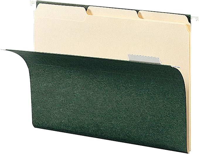 Smead Hanging File Folder with Tab, 1/3-Cut Adjustable Tab, Legal Size, Standard Green, 25 per Box (64135) (Pack of 2)
