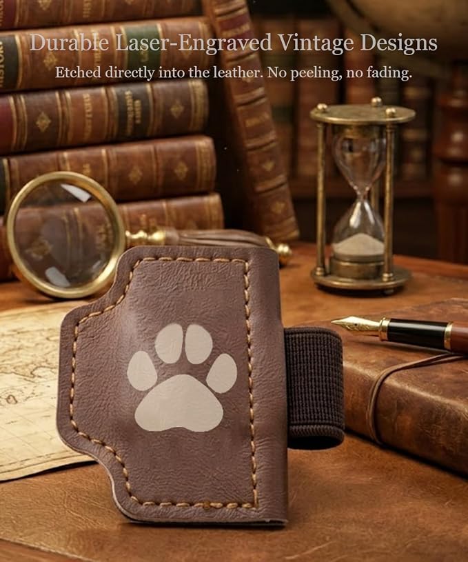 Tiizze Magnetic Leather Bookmarks for Bible Study - 3 Pack Thin Page Markers with Page-Safe Magnets, Laser Engraved Christian Gifts for Book Lovers, Soft Leather Book Marks for Women & Men (Paws)