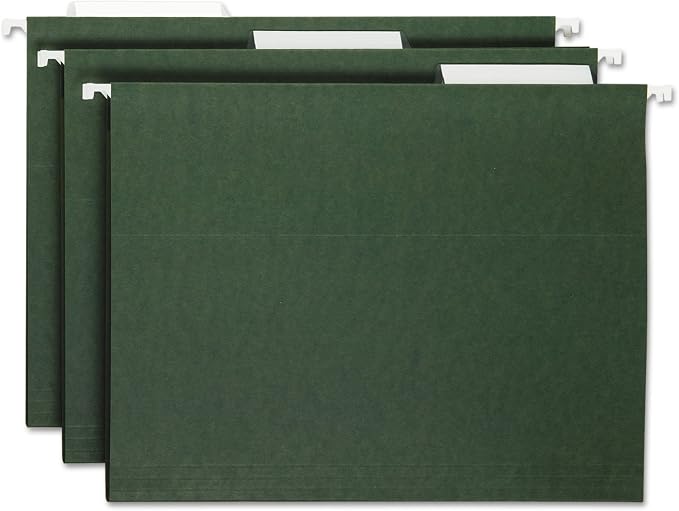 Smead Hanging File Folder with Tab, 1/3-Cut Adjustable Tab, Letter Size, Value Filing, Standard Green, 25 per Box