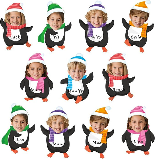 60Pcs Winter Penguin Paper Cutouts Winter Bulletin Board Decoration Colorful Penguin DIY Photo Craft Cutout Christmas Classroom Supplies for Teacher Student School Holiday Party Chalkboard Wall Decor