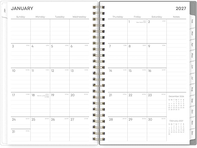 Blue Sky 2027 Weekly and Monthly Planner Calendar, January 2027 - December 2027, 5" x 8", Flexible Frosted Cover, Laminated Tabs, Durable Twin Wire Binding, Sophie