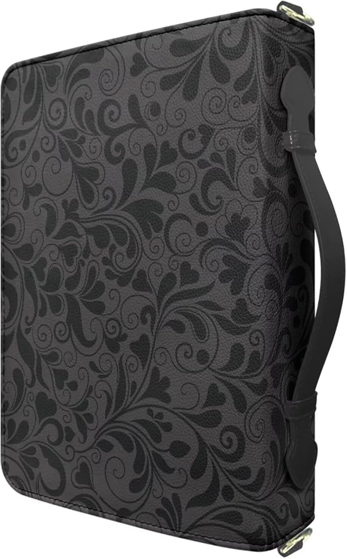 Large Bible Covers for Men, Black Bible Cover with Strap and Handle, Lion Print Joshua 1:9 PU Leather Biblia Protecto with Inner Pockets and Pen Loop, Christian Gifts for Women