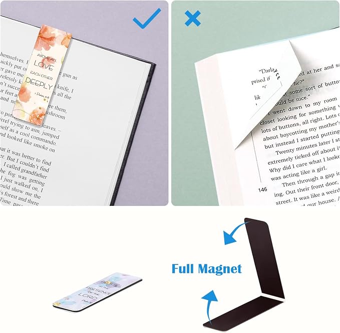 Bible Verse Magnetic Bookmarks, Style D | 10 Pieces, Inspirational Scripture, For Women Men, Christian Religious, Church & Office Supplies