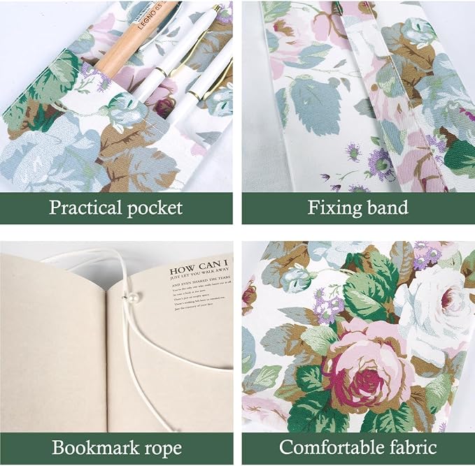 Book Covers for Paperbacks, A5 Book Cover for Hardcover, Soft Fabric Book Sleeve Cover Protector Fit for 5.5x8.2 inch Notebook Textbooks Softcover Book Novels - Multicolored Rose Flower Pattern