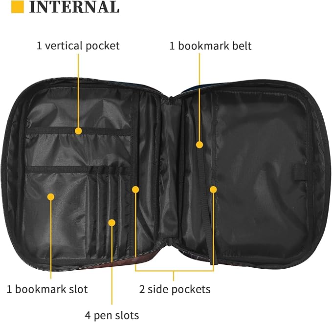 Coldinair Fire Water Basketball Print Bible Case for Men Boys Teens,Bible Cover Bags Carrying Book Case Church Bag Bible Protector with Handle and Zippered Pocket