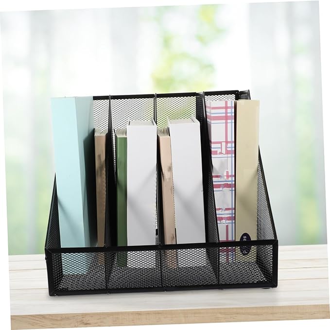 Luxshiny Iron Mesh Compartment File Holder Compartment Desk Organizer for Efficient Office Storage Iron Material for Home and Office Use