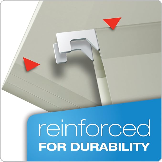 Pendaflex Reinforced Hanging File Folders, Letter Size, Gray, 1/5 Cut, 25/BX (4152 1/5 GRA)