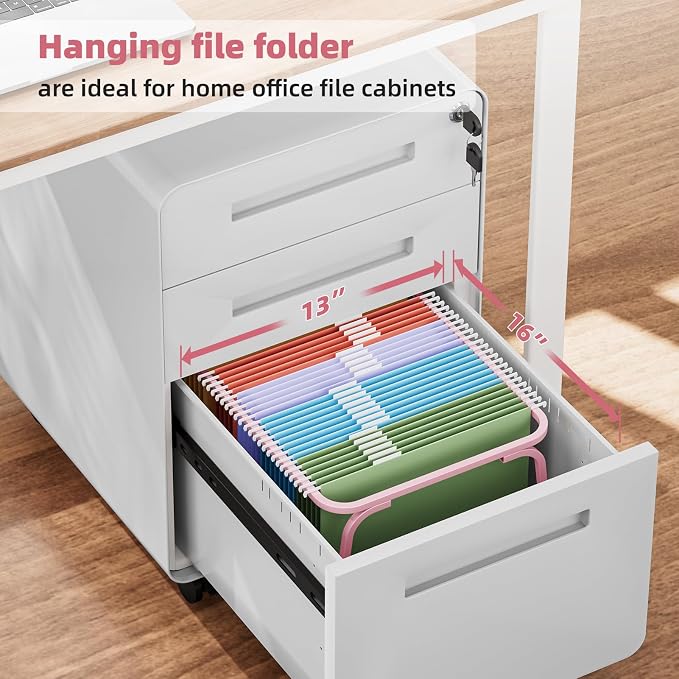 Marbrasse Hanging File Folder Frame, Adjustable Letter Size File Holder 16-25 Inches, Metal File Cabinet Rails for Office, Home, School, 2P(Pink)