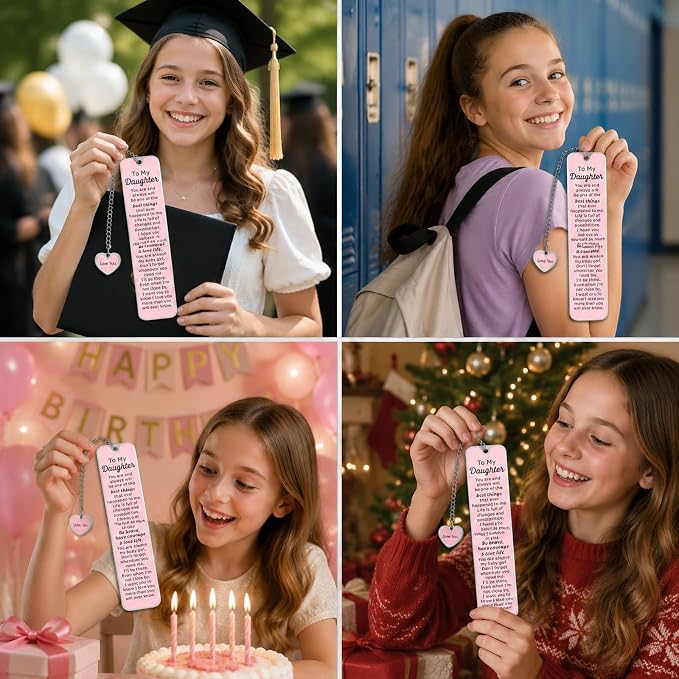 5th Grade Graduation Gifts for Girls, Graduation Gift for Daughter, Daughter Gifts from Dad Mom, Bookmark for Daughters, Pink Bookmark, Back to School Supplies for Girls
