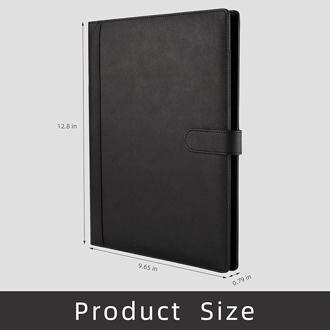 Professional Padfolio Binder with Clipboard Ideal Organizer for Business Perfect Size 9.6 in x 12.8 in Durable Portfolio for Professionals Students Presenters Black