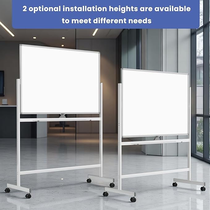 Rolling White Board on Wheels, 48" x 32" Large Dry Erase Board with Stand, Big Rolling Whiteboard for Home, Office, School (48" x 32")
