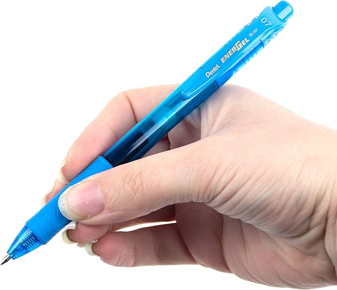 Pentel EnerGel-X Retractable Liquid Gel Pen (0.7mm) Metal Tip, Sky Blue Ink, Box of 12 (BL107-S)