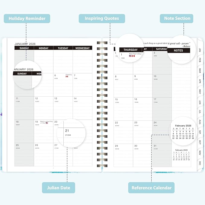 2026 Planner, Weekly and Monthly Calendar Planner Agenda, Jan 2026 - Dec 2026, Planning Academic Book, Office Desk Accessories and School Supplies - A5 (6.3'' x 8.5'')