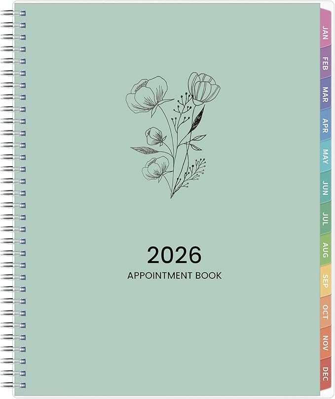 2026 Appointment Book, 30 Minutes-Hourly, Weekly ＆ Monthly Calendar Planner 2026, Jan 2026 - Dec 2026, 8.5'' x 11'', 2026 Daily Planner with Tabs ＆Pocket, Flexible Cover, Great for Office, Home, School