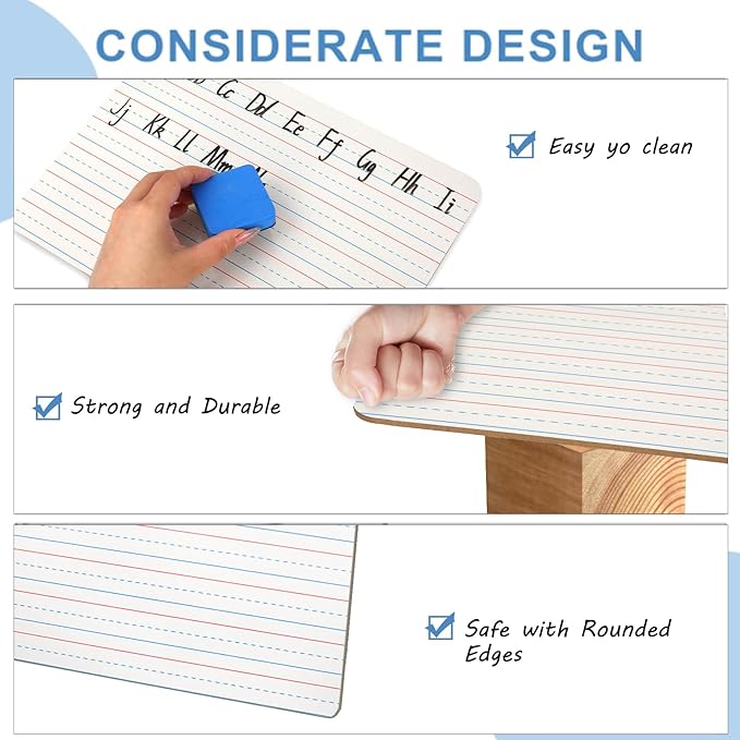 JarThenaAMCS Dry Erase Lapboards 36 Pack Double-Sided 9"x12" Small Lined Whiteboards with 36 Erasers and 36 Markers Mini Portable Drawing Learning Boards for Students Education Teacher Classroom