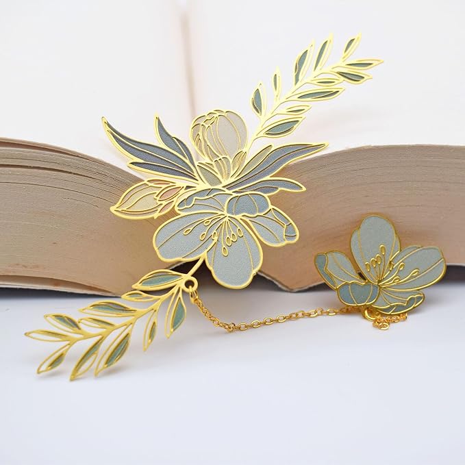 BLBMH Flowers Bookmark for Women Mother's Day Teacher Appreciation Birthday Christmas Unique Cute Funny Metal Book Marks for Girls Mom Readers Book Lovers - F1 Green