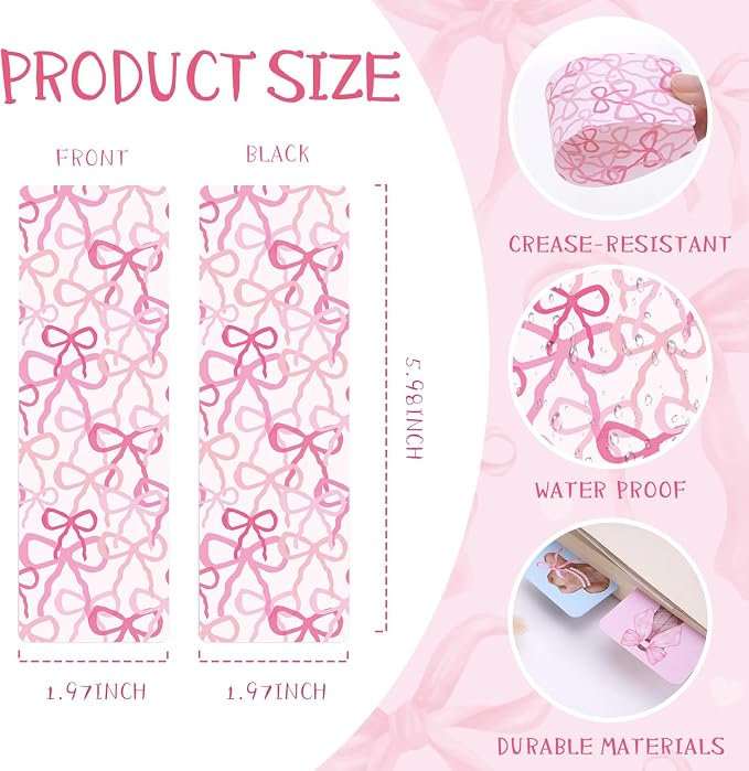 Coquettte Bows Paper Bookmarks for Women - 24 Pcs Pink Bow Cherry Paper Bookmarks for Girl, Cute Panda Cowboy Hat Bookmarks Creative Gift for Girlfriend Student Teacher Book Lover