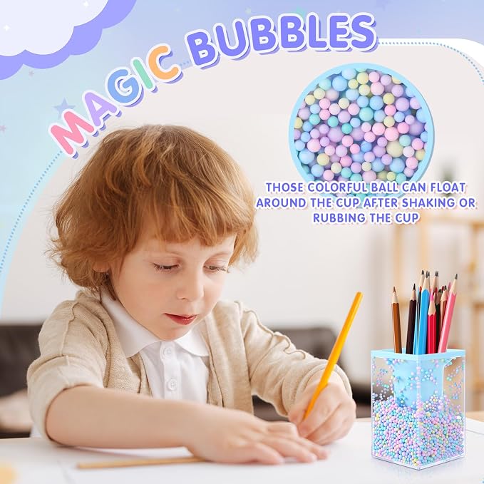 Zonon 2 Pieces Bubble Pen Holder for Desk Cute Makeup Brush Organizer & Pencil Holder with a Playful Sphere Design, Kawaii Desktop Accessories for Women, Office & School(Blue and Purple)