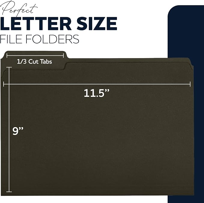Colored File Folders 15-Pack – 5 Assorted Colors – Letter Size, 1/3-Cut Tabs – Paper Folders Modern Set: Black, Grey, White, Orange, Purple (Modern Set)