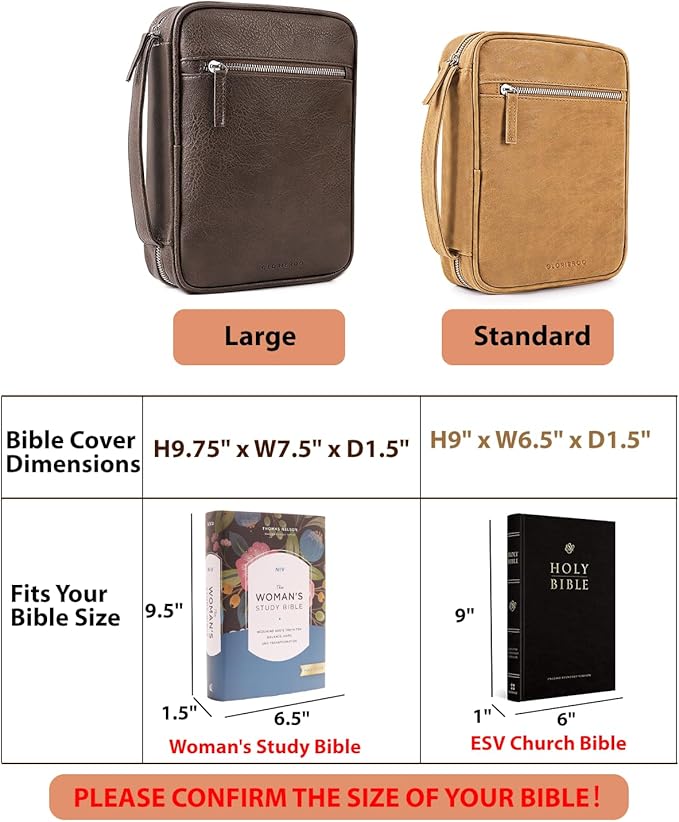 Bible Cover - Bible Case for Men with Durable Handle, Carrying Book Case Church Bag, Protective with Zippered Pocket, Ideal for Church and Prayer Meetings, Christian Gift for Men