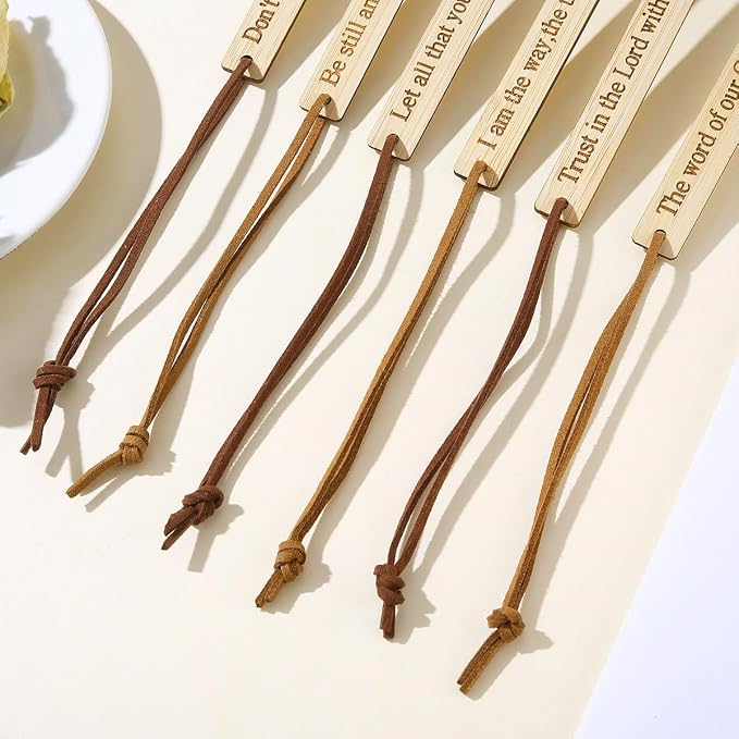 10 Pcs Bible Bookmarks for Men Women, Bamboo Bulk Christian Bookmarks Gifts Book Marks for Reading Bible Accessories (Simple)